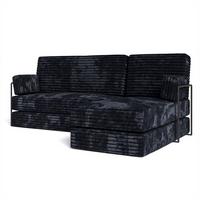 ECKSOFA NOTIA modulares Boneless Sofa mit Schlaffunktion Schwarz Kordstoff - Schwarz, Textil (200/120cm) - MASSENO