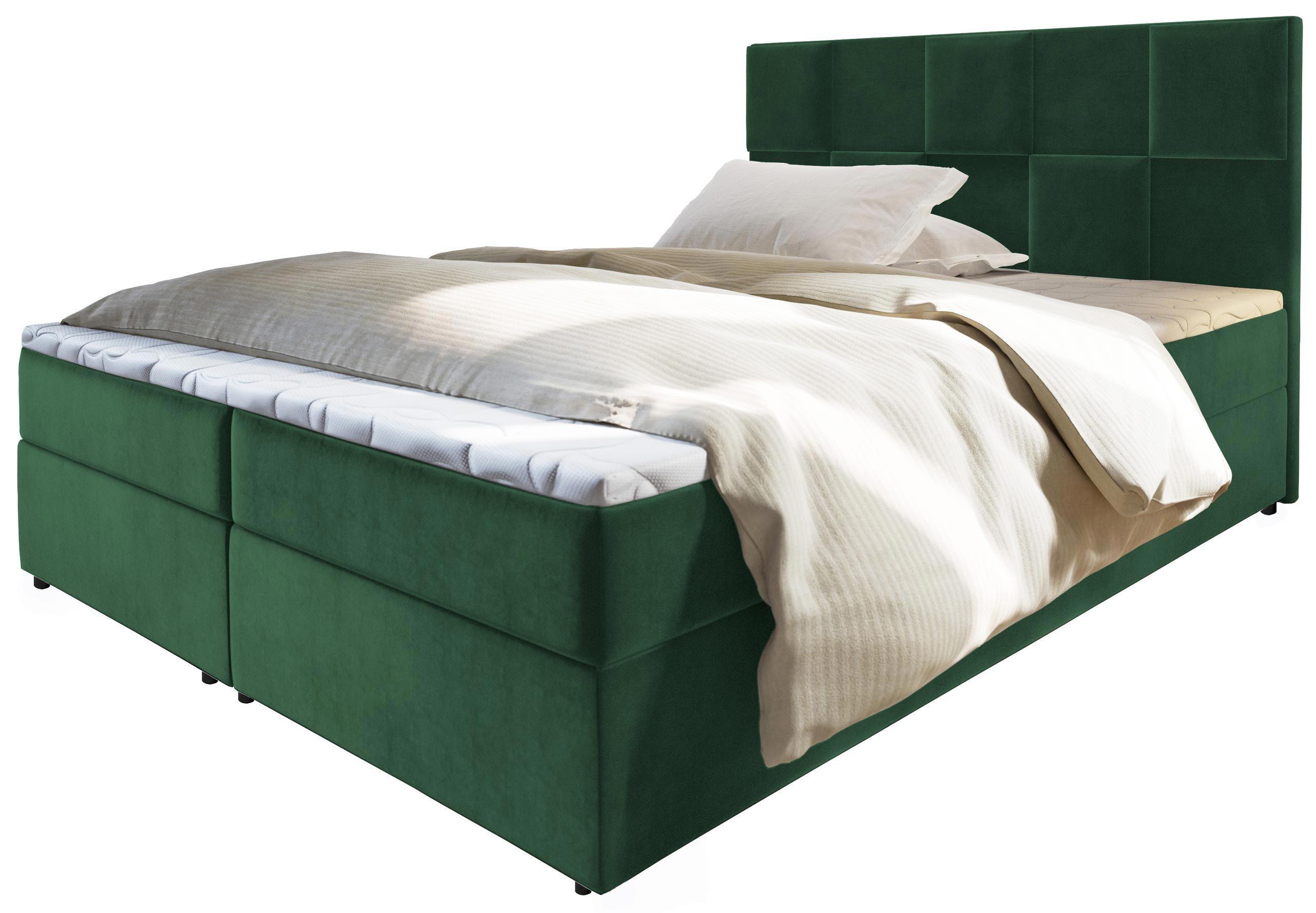 BOXBETT PRATA 180x200 cm mit Matratze und Topper - Grün - Grün, Holz (180/200cm) - MASSENO
