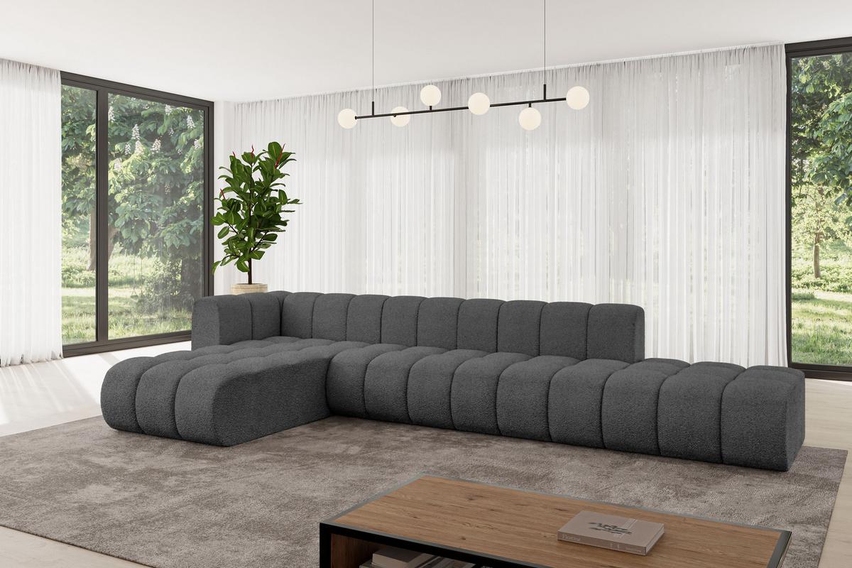 ECKSOFA modulares Sofa Zuvon-L2 - 387x177x70 cm Grau - Grau, Holzwerkstoff/Textil (387/177cm) - ALTDECOR