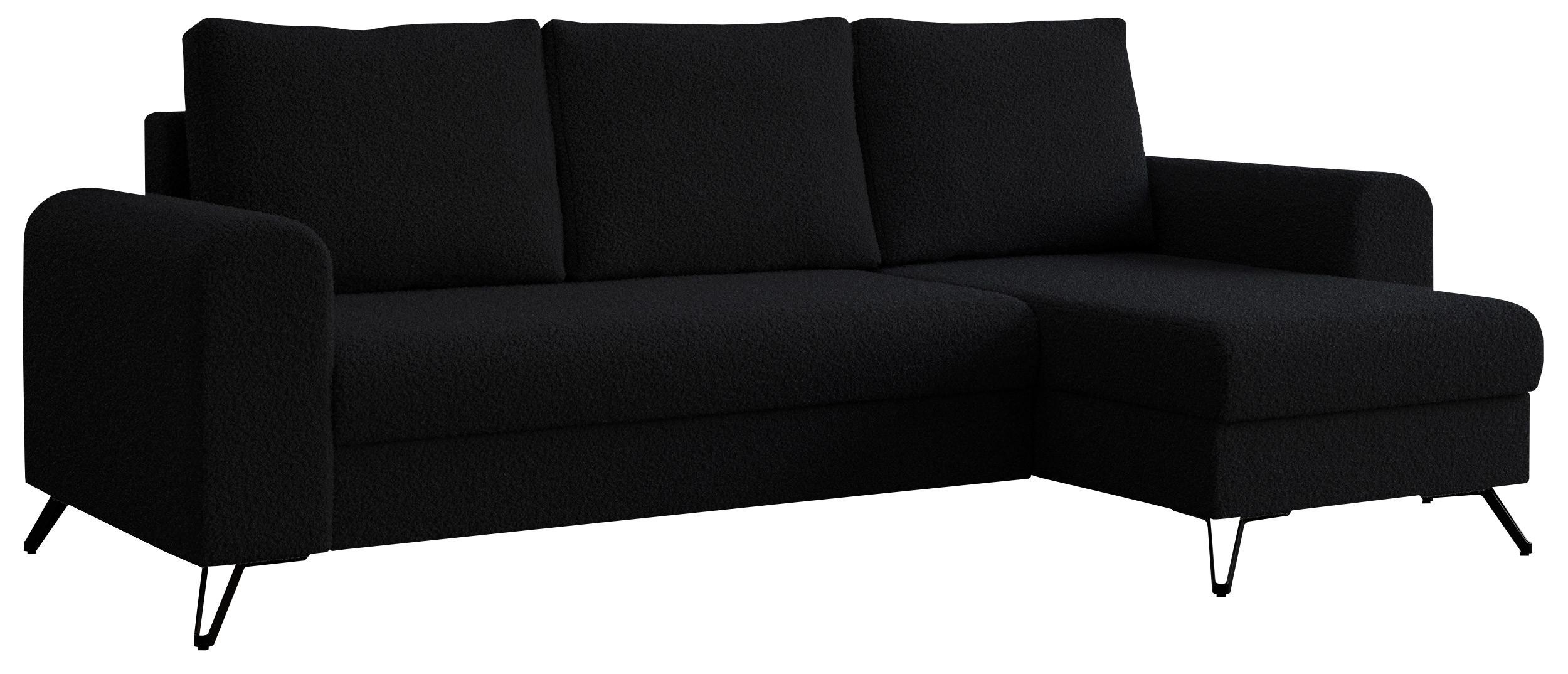 ECKSOFA Hugo Boucle Schwarz - Schwarz, Textil/Metall (242/140cm) - MKS