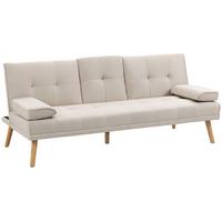 SCHLAFSOFA Sofabett Schlafcouch 3 Sitzer Leinen Beige - Beige/Naturfarben, Holz/Textil (77/78/181cm) - HOMCOM
