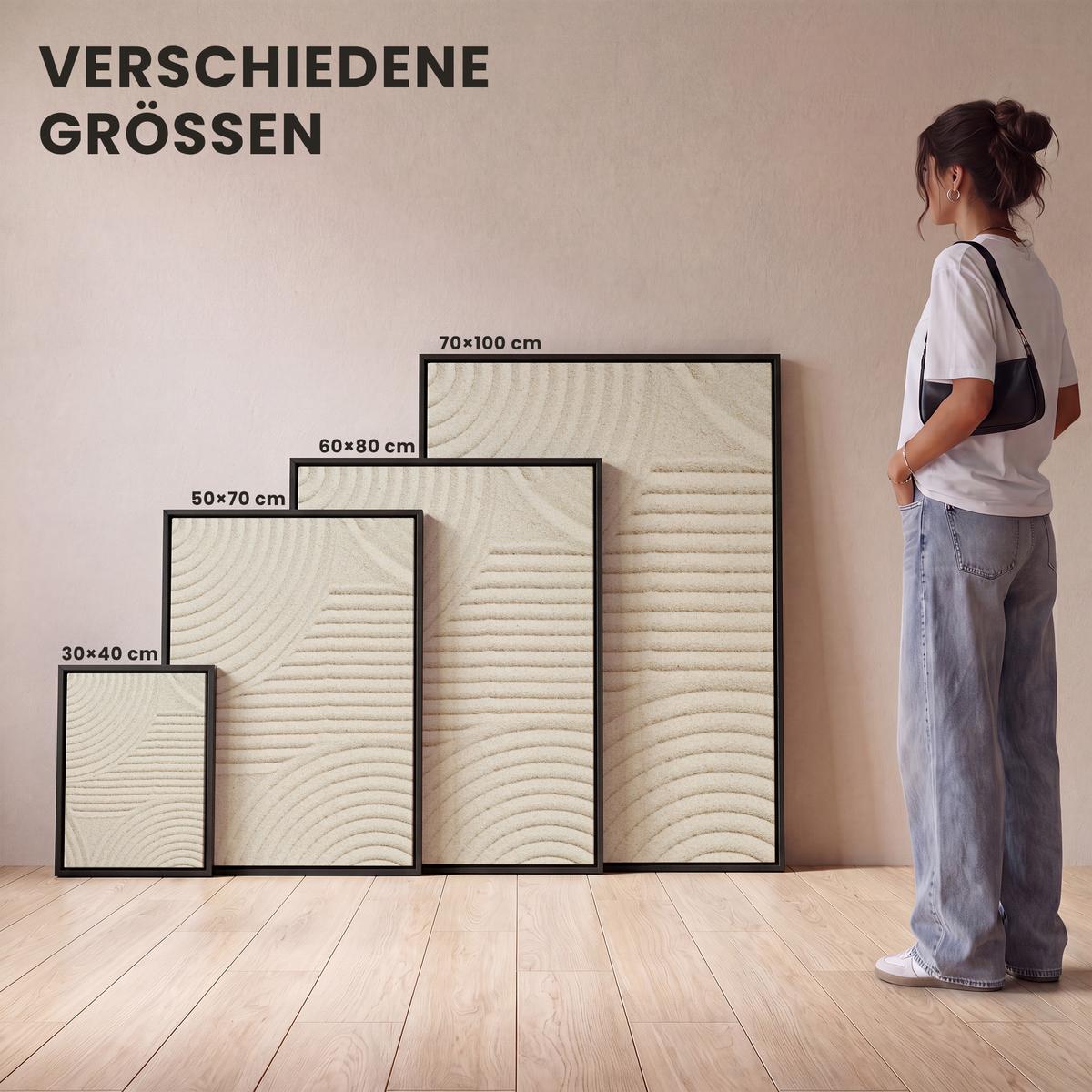 LEINWAND Bilder mit Rahmen - Muster - Abstrakt - Weiß - 30x40 - Beige, Textil (30/40cm) - MuchoWow