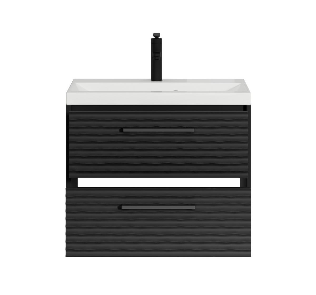 BADMÖBEL-SET Etna 2 Teile Schwarz Matt - 60 x 35 x 51 cm - Schwarz, Holz (60/51/35cm) - Badplaats