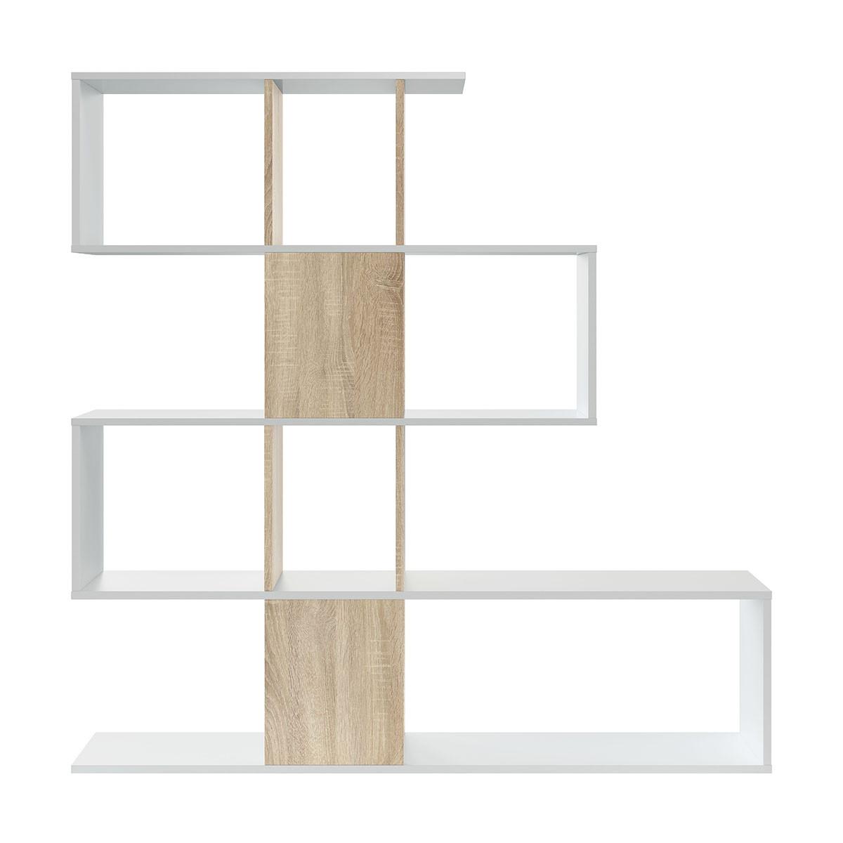 BÜCHERREGAL mit 4 Ebenen und 11 Aufbewahrungsfächern H145 cm - Eschefarben, Holzwerkstoff (28/145/11.2cm) - Calicosy