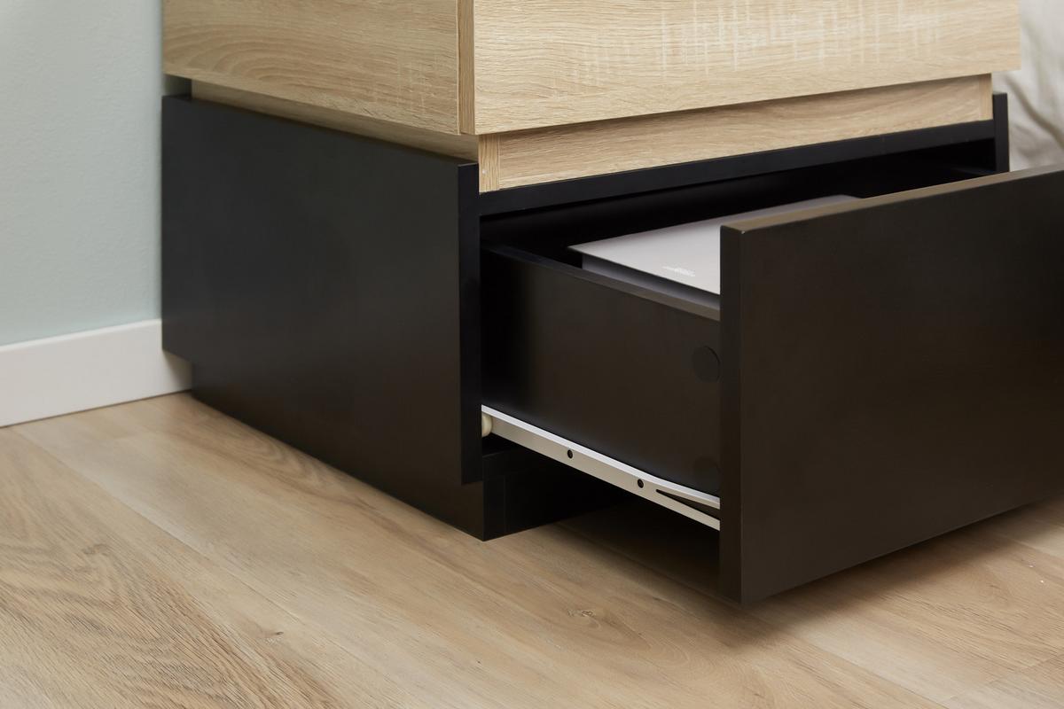 NACHTTISCH mit Schublade, Schwarz+Natur 50 x 40 x 47,5 cm - Schwarz, Holzwerkstoff (40/47.5/50cm) - HOMCOM