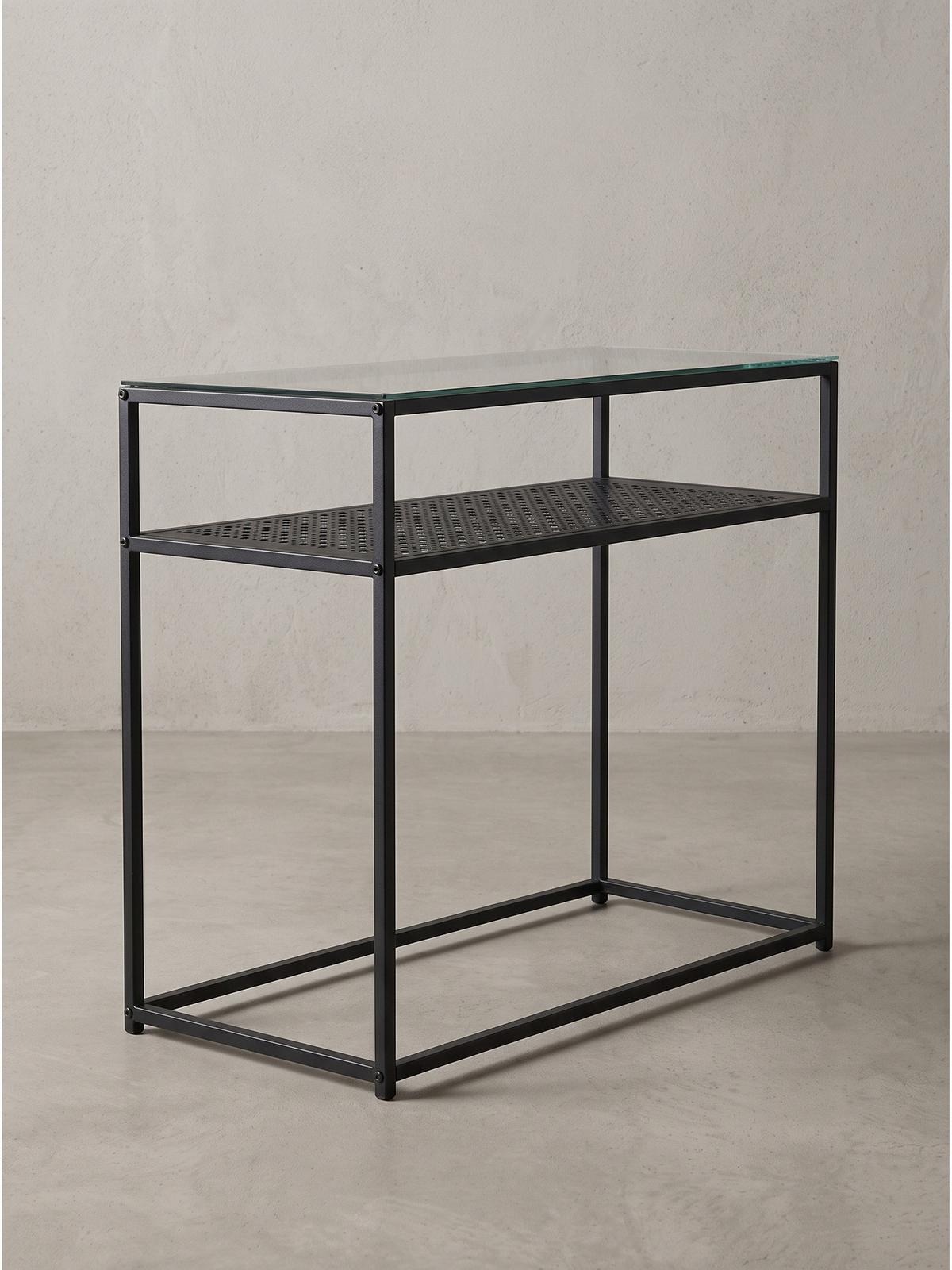 KONSOLENTISCH ALCUDIA, Einscheibensicherheitsglas, Schwarz, 80 x 40 x 77 cm - Schwarz, Glas/Metall (40/80/77cm) - KADIMA DESIGN