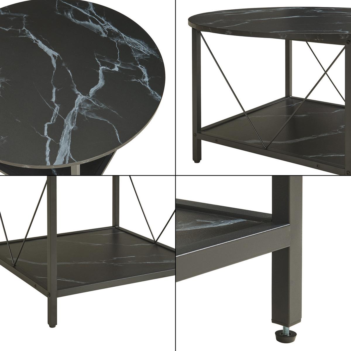 COUCHTISCH Filem 80/46 cm - Schwarz, Holzwerkstoff/Metall (80/80/46cm) - [en.casa]