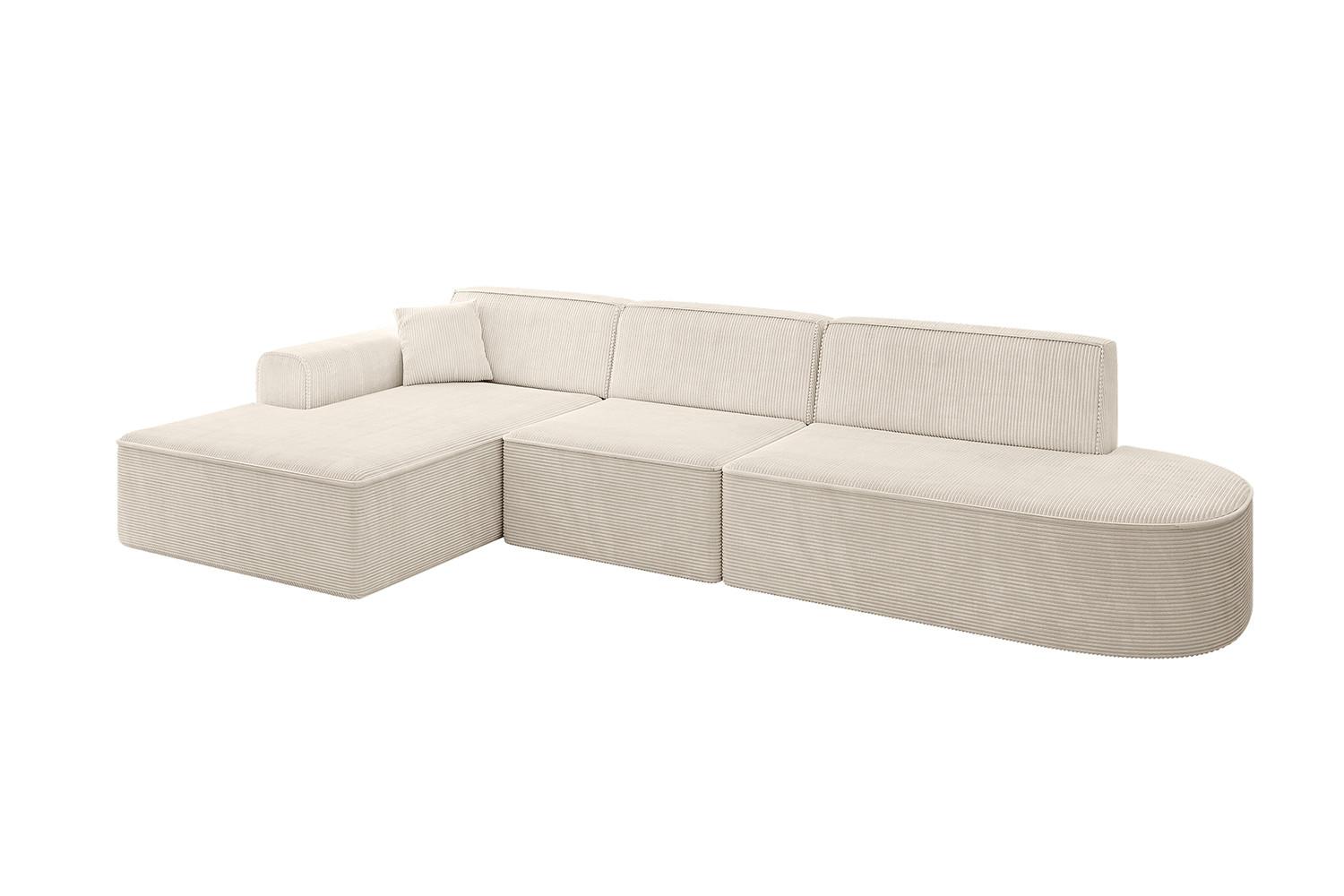 ECKSOFA Ottomane Links IREA-L2-v3 - 327x165x77 cm Beige - Beige/Creme, Holzwerkstoff/Textil (327/165cm) - ALTDECOR