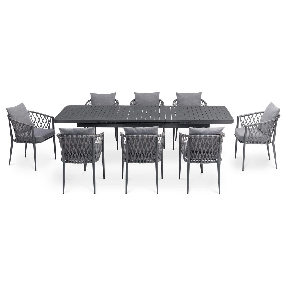 GARTENMÖBEL SET SUNNY 9er Set grau, schwarz - Grau, Metall - IDIMEX
