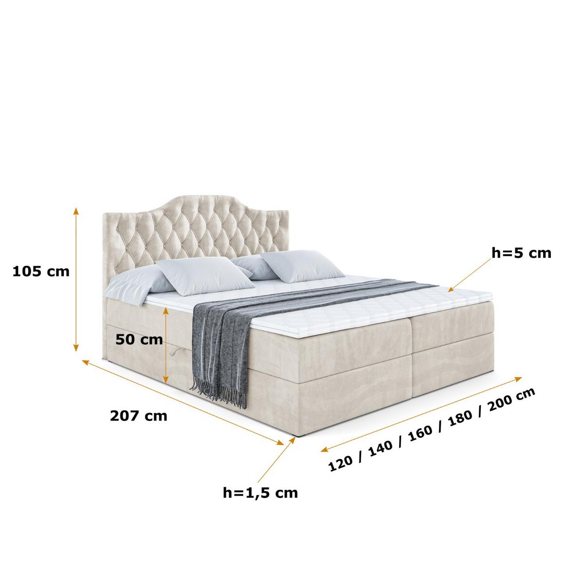 BOXBETT mit Matratze H4 und Lattenrost - VILA-1 - 180x200 cm - H4 - Ecru - Ecru, Holzwerkstoff (180/200cm) - ALTDECOR