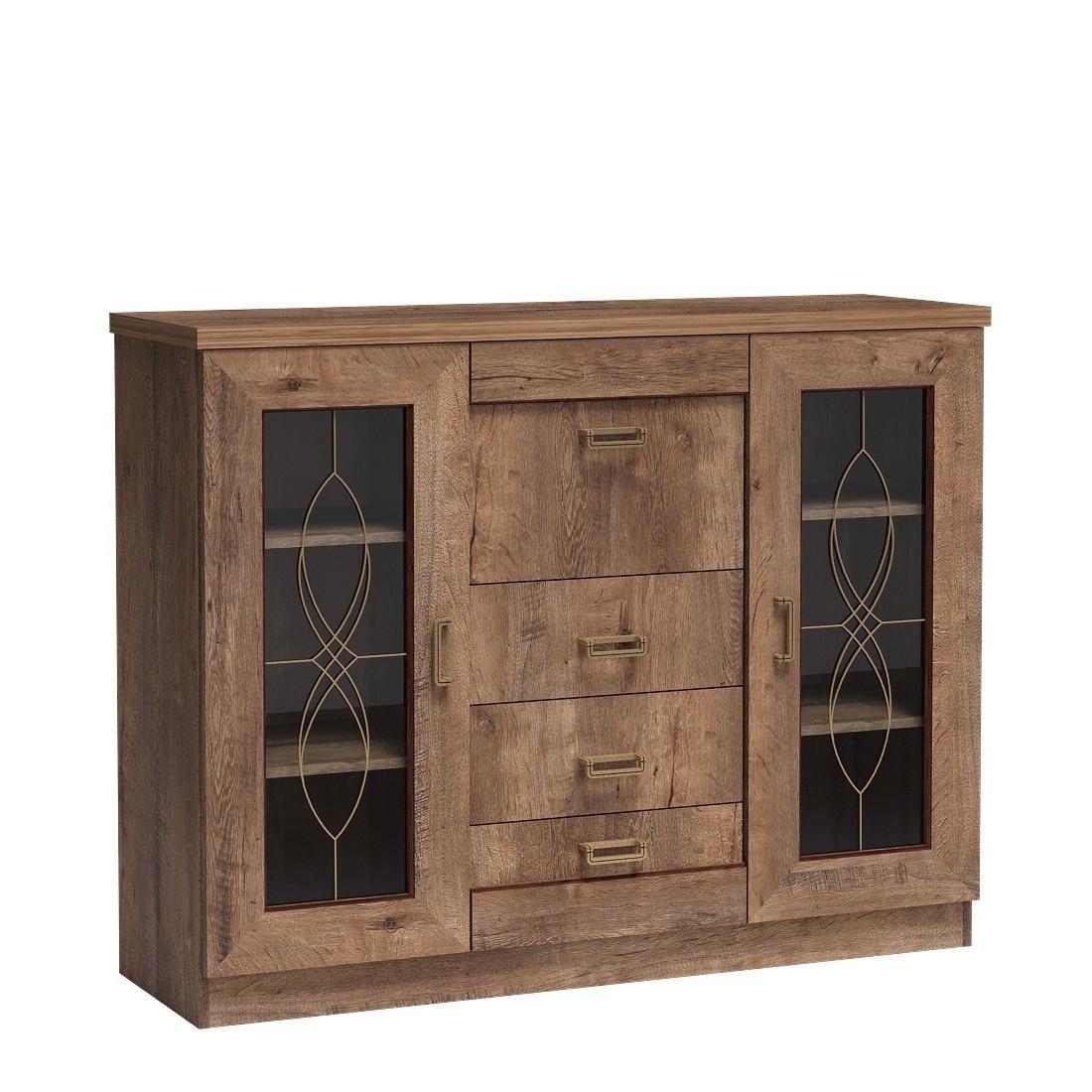 KOMMODE UDINE 140/110/44cm mit 3 Schubladen 3 Türen Bronzefarben - Bronzefarben, Holzwerkstoff (140/110/44cm) - MASSENO
