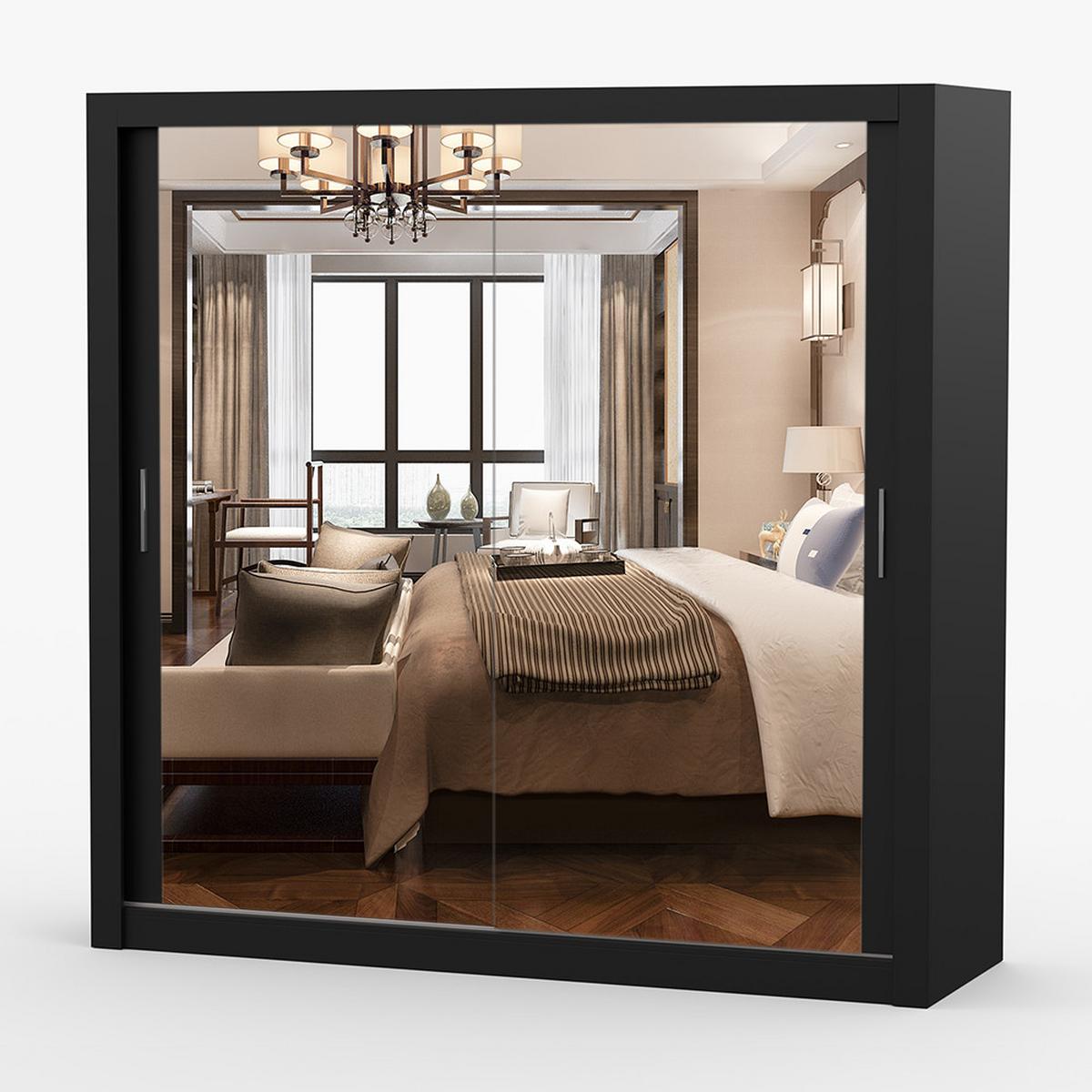 KLEIDERSCHRANK Milan 203 cm, 203/215/64, 2-türig, schwarz - Schwarz, Holzwerkstoff (203/215/64cm) - imoebel24