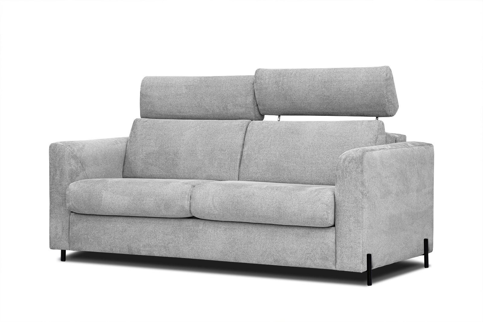 SOFA MEZO 3-Sitzer mit Schlaffunktion, hellgrau - Hellgrau/Schwarz, Holz/Textil (232/90/107cm) - Wozimo