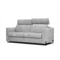 SOFA MEZO 3-Sitzer mit Schlaffunktion, hellgrau - Hellgrau/Schwarz, Holz/Textil (232/90/107cm) - Wozimo