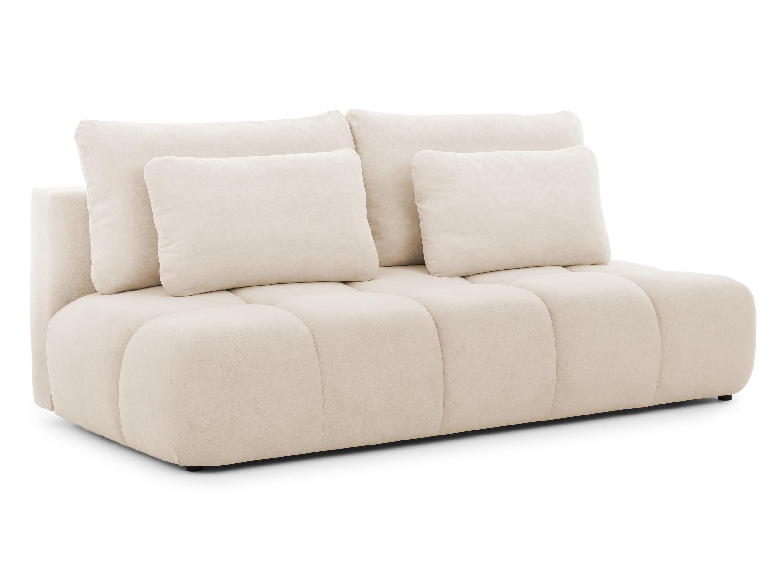 SCHLAFSOFA Belluno aus hochwertigem Beige Plüschstoff mit Bettkasten und tiefen Steppungen in Bubble-Optik - Beige/Schwarz, Holz/Kunststoff (205/87/105cm) - S-Style