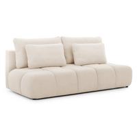 SCHLAFSOFA Belluno aus hochwertigem Beige Plüschstoff mit Bettkasten und tiefen Steppungen in Bubble-Optik - Beige/Schwarz, Holz/Kunststoff (205/87/105cm) - S-Style