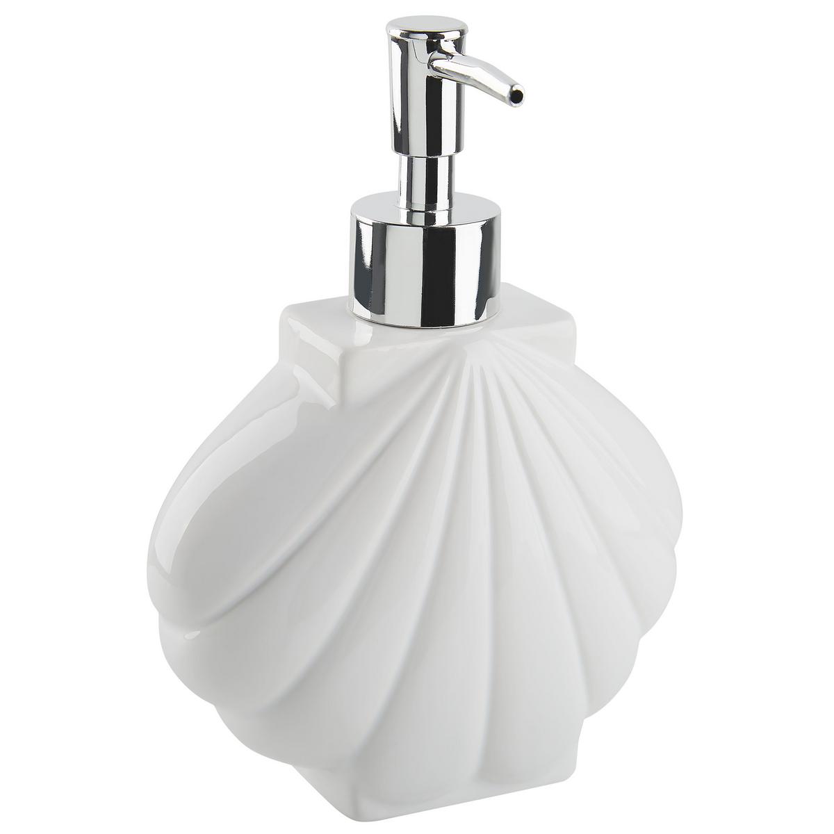 BADEZIMMER Set 3-teilig Keramik weiß Muschelform Shell - Weiß, Stein (14/18/7cm) - Beliani