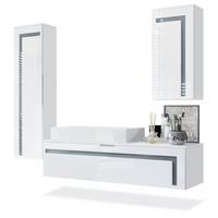 BADMÖBELSET Aloha Absetzungen in Grau Hochglanz - Grau, Holzwerkstoff (210/185/51cm) - Vladon