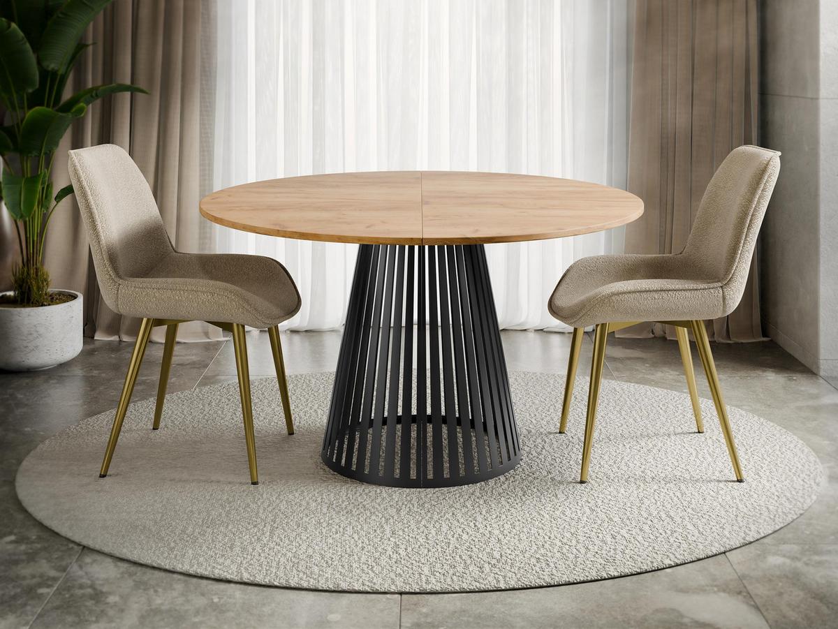 ESSTISCH ausziehbar Cone 100 - Eichefarben/Schwarz, Holzwerkstoff/Metall (100/100/76cm) - MIRJAN24