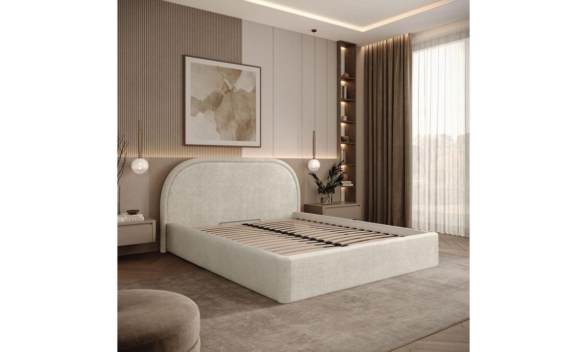 POLSTERBETT OLIVIA 140x200 cm Crem 01 34 Holzlatten - Ecru, Textil (140/200cm) - Lookway