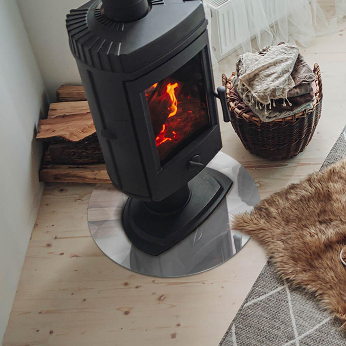 GLASPLATTE für Kamin Ø 50 cm - Grau, Glas (50/50/0.4cm) - TULUP