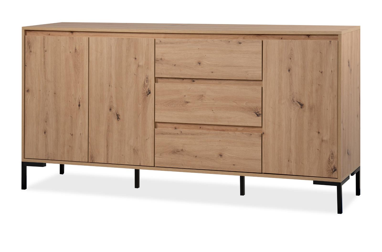SIDEBOARD Eiche Artisan 170 x 87 cm, Kommode mit viel Stauraum - Schwarz/Eiche Artisan, Holzwerkstoff/Metall (170/87/40cm) - Furn.Design