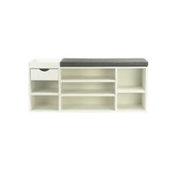 GARDEROBENBANK CARTAGENA, Stoff, Weiß, 100 x 30 x 45 cm - Weiß/Grau, Holzwerkstoff/Textil (100/45/30cm) - KADIMA DESIGN