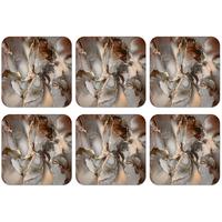 GLASUNTERSETZER 6er-Set Grau - Gold - Marmor - Marmoroptik Telleruntersetzer 10x10 cm - Graubraun, Naturmaterialien (10/0.2cm) - MuchoWow