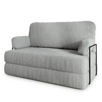 BETTSOFA KESTE aus Schaumstoff Bucle-Stoff Hellgrau Schlaffunktion - Hellgrau, Textil (140/86/60cm) - MASSENO