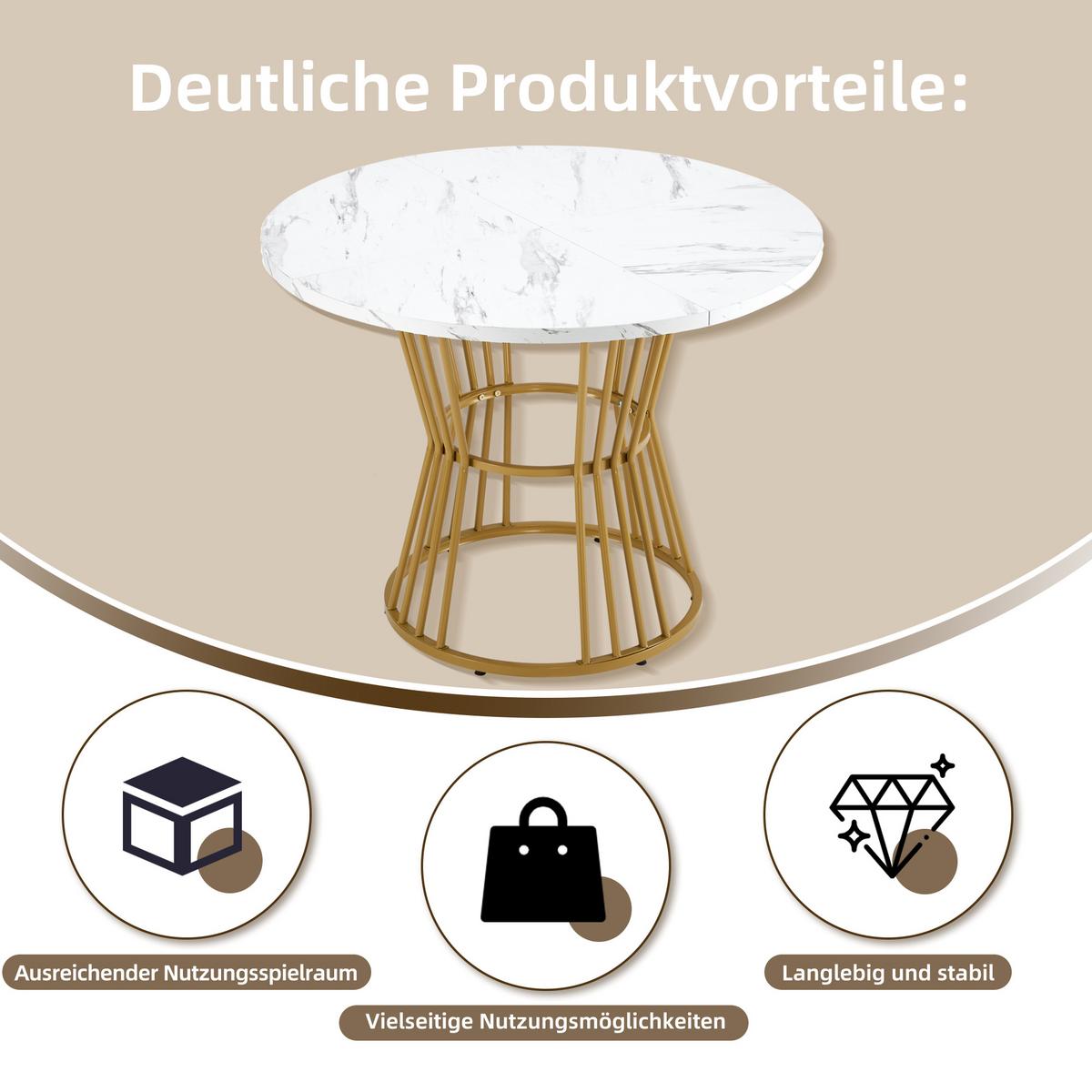 ESSTISCH SET mit 4 Retro-Stühlen - Braun, Holzwerkstoff/Textil (100/75/100cm) - Urban Meuble