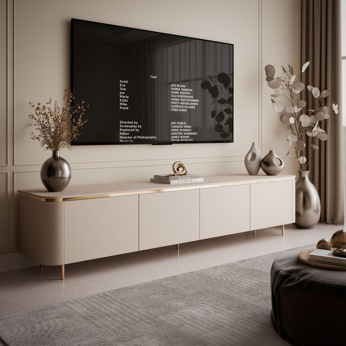 TV-UNIT AVELINE 200 cm mit LED-Beleuchtung - Kaschmir, Holzwerkstoff (200/48/40cm) - Lookway