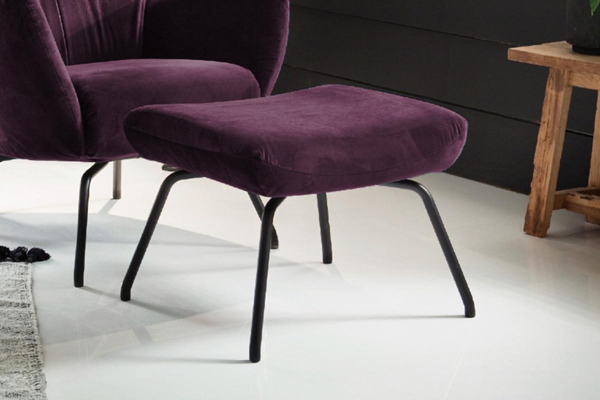 HOCKER LOTTE Violett Velvet - Violett, Textil/Metall (57/44/52cm) - KAWOLA