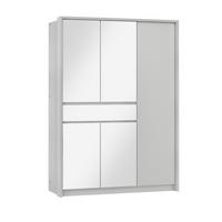 SCHWEBETÜRENSCHRANK RUMBLE 151/217/65 cm 2-türig mit Spiegel Weiß - Weiß, Holzwerkstoff (151/217/65cm) - MASSENO