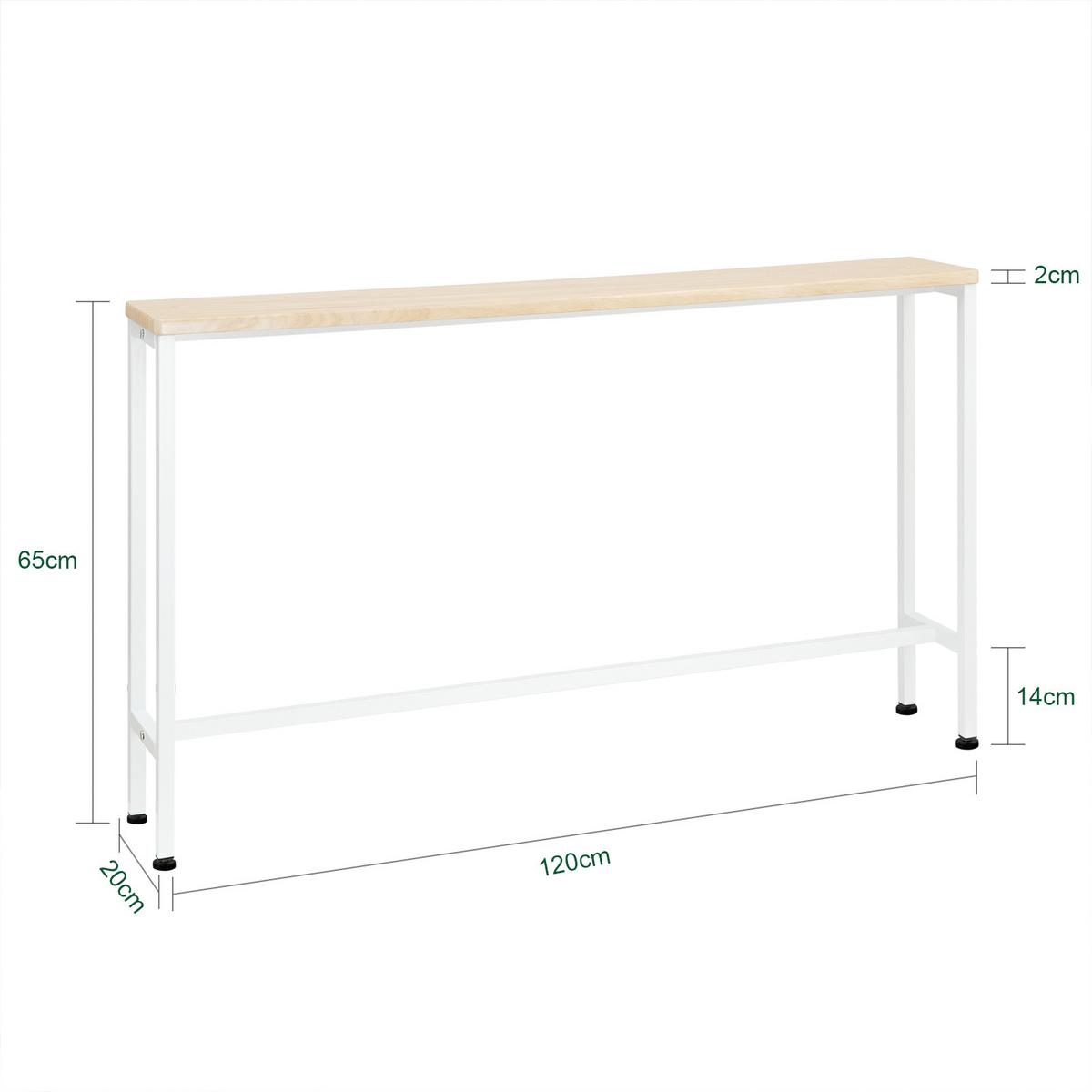 KONSOLENTISCH Weiß - Naturfarben, Holzwerkstoff/Metall (20/120/65cm) - SoBuy
