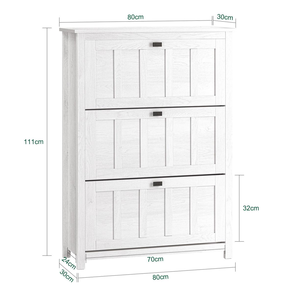SCHUHSCHRANK Weiß - Weiß, Holzwerkstoff (80/111/30cm) - SoBuy