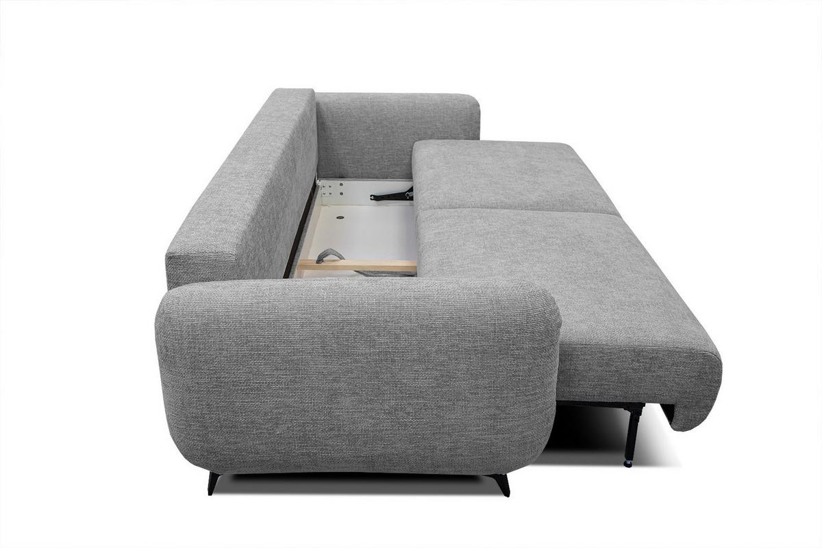 SOFA DRAKE 3-Sitzer mit Schlaffunktion, grau - Braun/Grau, Holz/Textil (232/90/107cm) - Wozimo