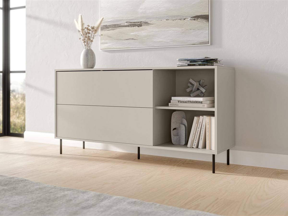 KOMMODE Masha 150 2D2P - Kaschmir/Schwarz, Holzwerkstoff/Metall (151/75/39cm) - MIRJAN24