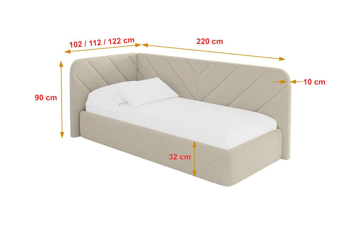 EINZELLBETT Jugendbett mit Bettkasten und Matratze H3/H4, Rechts - FIKY 90x200 Dunkelbeige - Taupe, Holzwerkstoff/Textil (90/200cm) - ALTDECOR