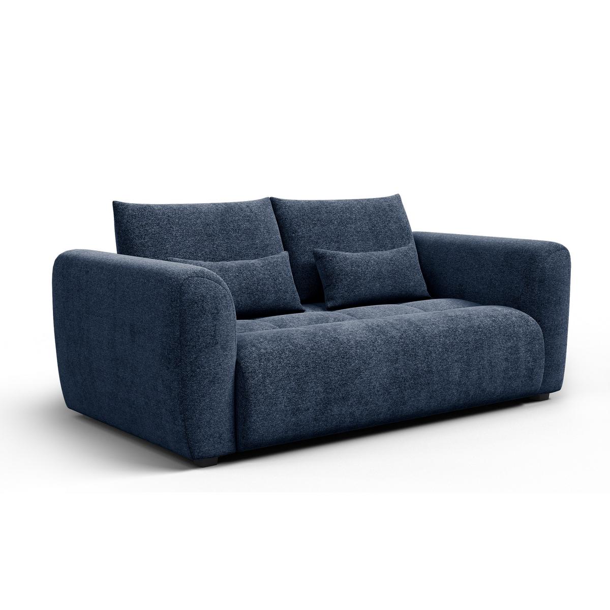 SOFA SORENO 3-Sitzer, dunkelblau - Schwarz/Dunkelblau, Holz/Textil (214/94/114cm) - Wozimo