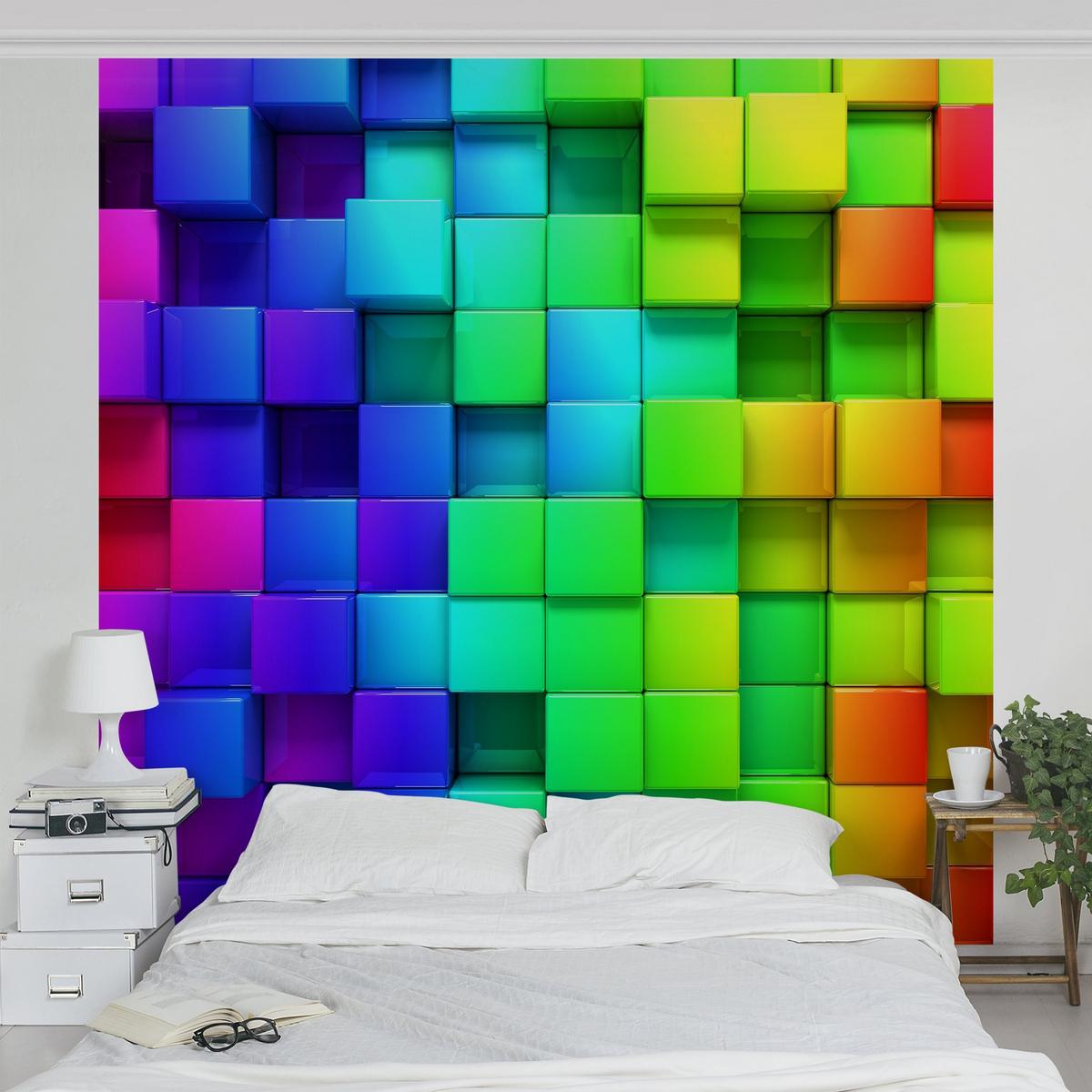 FOTOTAPETE 3D Würfel 192/192 cm - Multicolor, Papier (192/192cm) - Bilderwelten