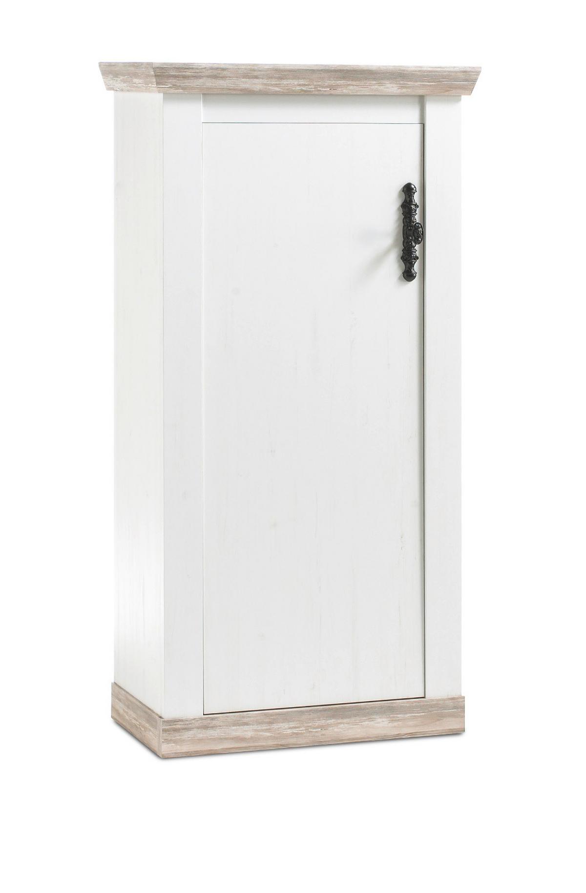 KOMMODE Pinie weiß, Oslo Pinie Landhaus, 71 x 146 cm - Anthrazit/Weiß, Holzwerkstoff/Metall (71/146/37cm) - Furn.Design
