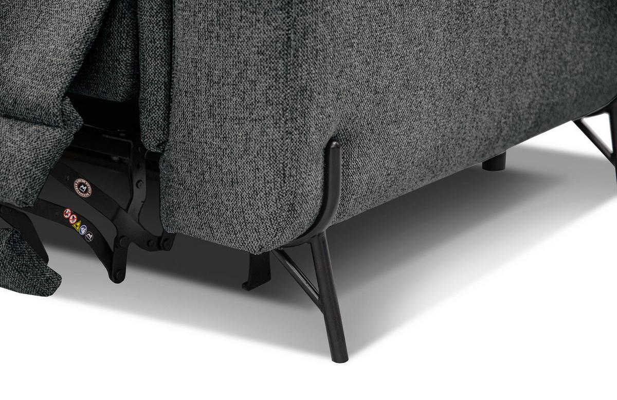 SOFA AVENA 3-Sitzer mit 1 Relaxfunktion, dunkelgrau - Dunkelgrau, Holzwerkstoff/Textil (204/80/108cm) - Wozimo