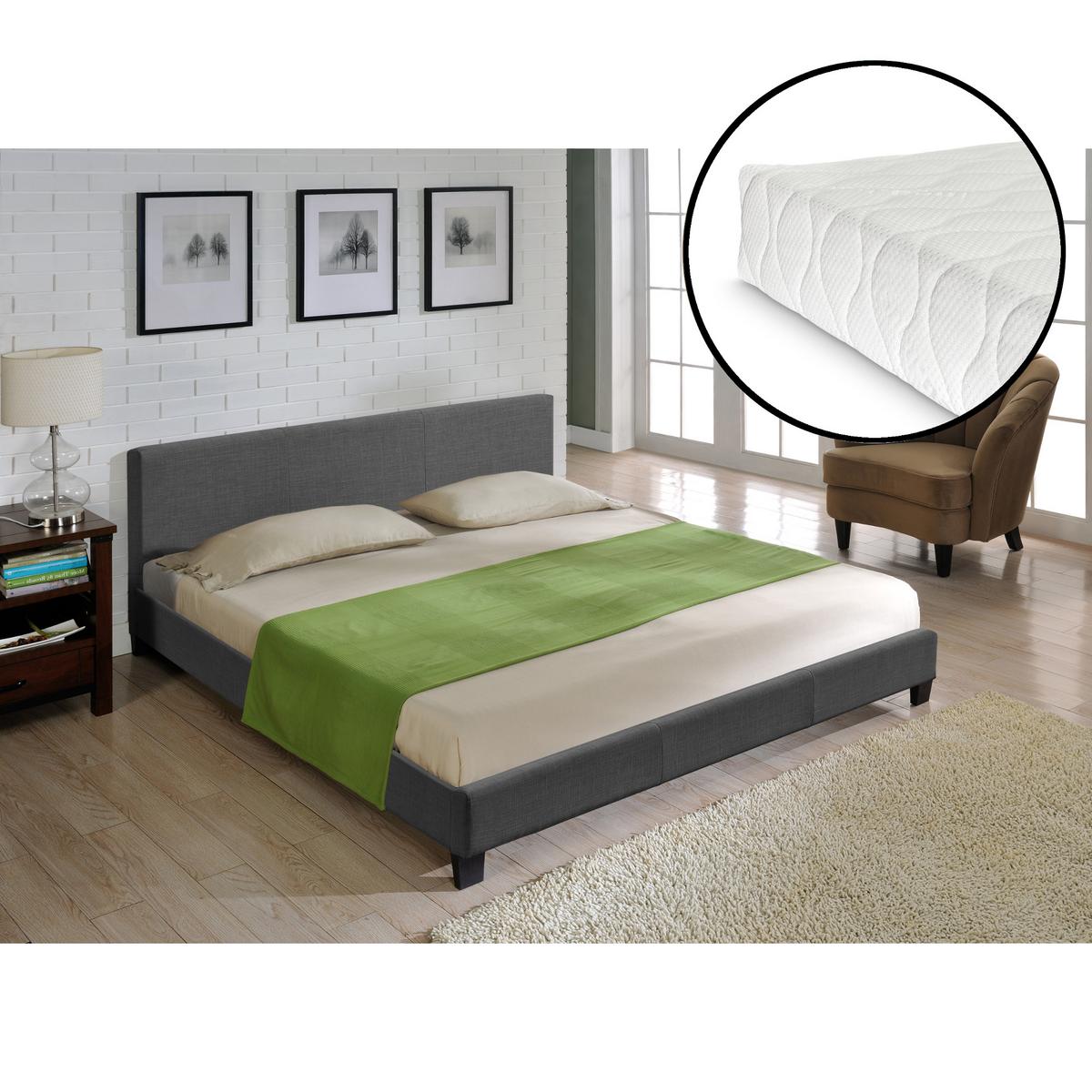 POLSTERBETT Skagen mit Matratze - Dunkelgrau, Textil (140/200cm) - Corium