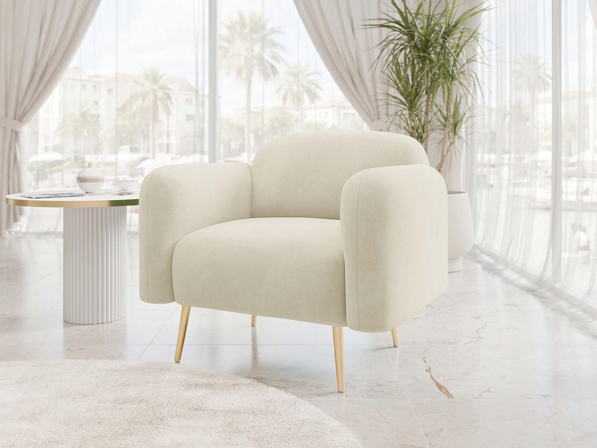 SESSEL Nami 1 - Beige/Goldfarben, Holz/Textil (90/75/71cm) - MIRJAN24