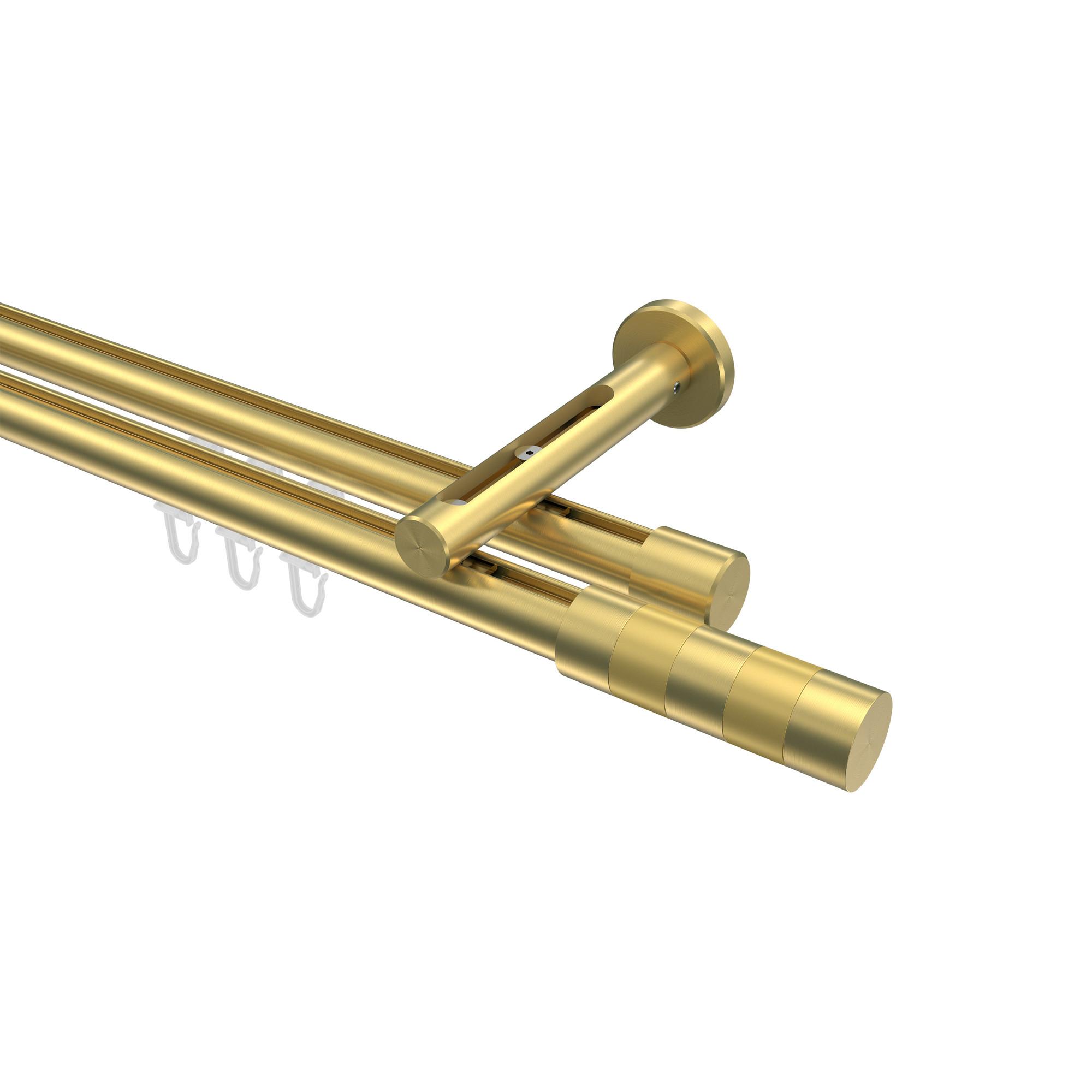 GARDINENSTANGE INNENLAUF Siteno Mavell 400 cm (geteilt in 2 x 200 cm), 2-läufig, 20 mm Ø Messing-Optik - Messingfarben/Goldfarben, Metall (400cm) - INTERDECO