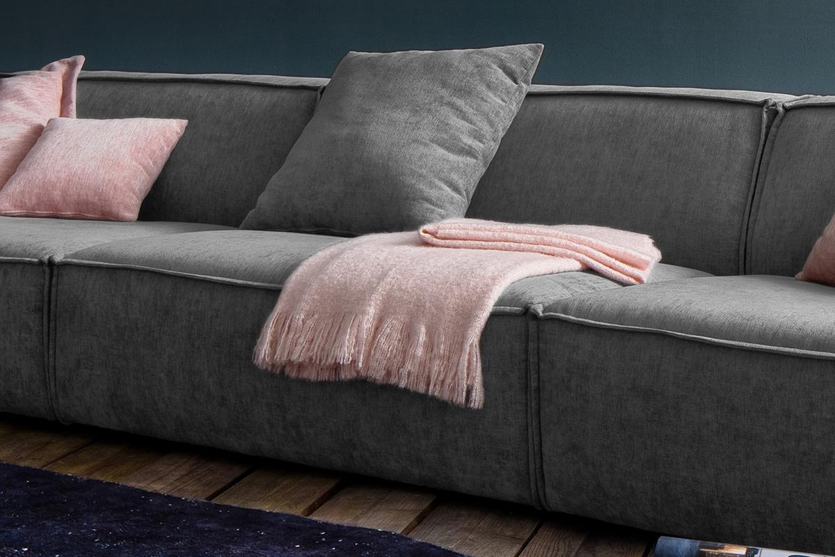 RIESENSOFA SAMU Grau Webstoff - Dunkelgrau/Schwarz, Textil (418/72/106cm) - KAWOLA