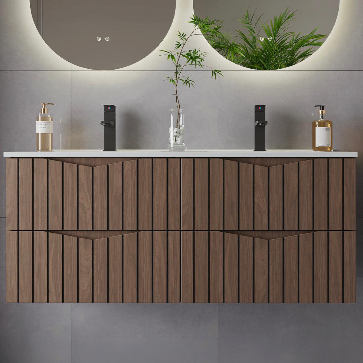 DOPPELWASCHTISCH 120cm Siena Holz und Schwarz - Braun, Holzwerkstoff (120/50/45.8cm) - Petits-meubles