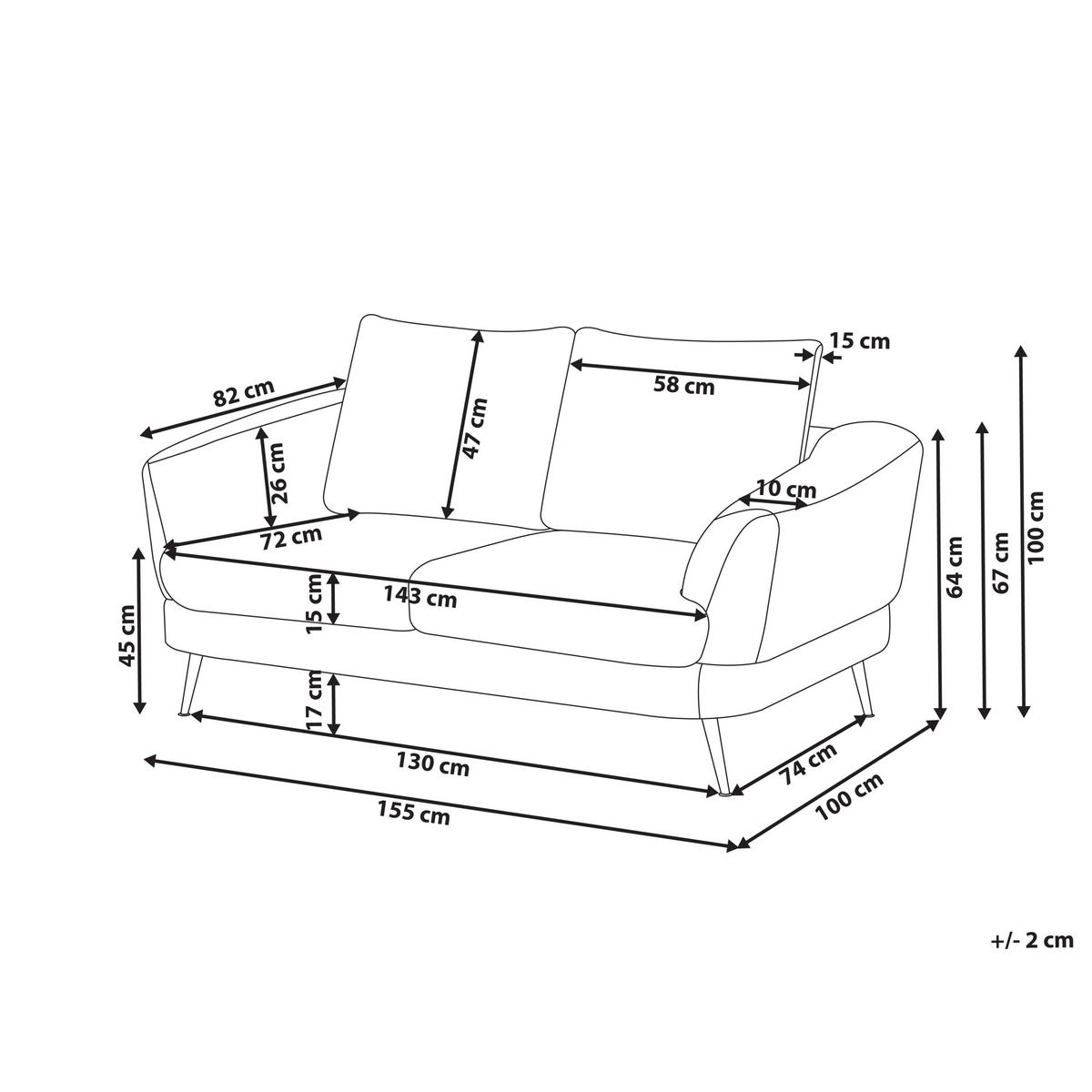 2-SITZER-SOFA Chenillegewebe Dunkelbraun Kjaer - Dunkelbraun, Textil (155/100/100cm) - Beliani