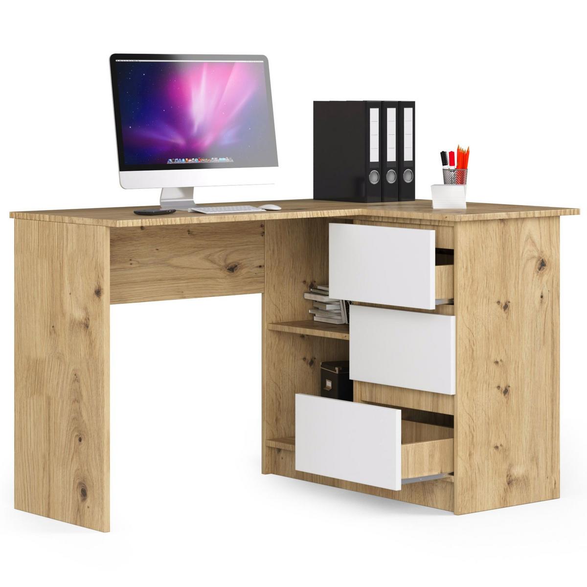 SCHREIBTISCH Eiche Artisan, Weiß 77/124/85 - Eiche Artisan/Weiß, Holzwerkstoff (135/50/77cm) - RAUMHIRSCH FURNITURE