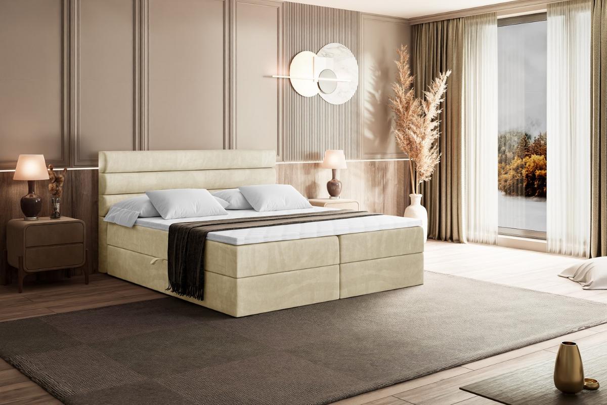 BOXBETT mit Matratze H3 und Lattenrost - CELESTIA - 180x200 cm Beige - Beige, Holzwerkstoff (180/200cm) - ALTDECOR